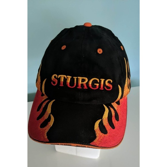 Sturgis Bike Rally 2003 Adjustable Black Flame Style Baseball Cap Hat - Picture 1 of 4
